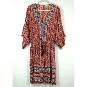 NWT Romantic Gypsy Belted Short Sleeve Paisley Dress XL